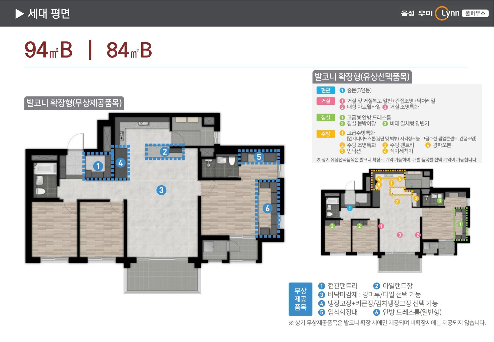 94㎡B · 84㎡B 타입 평면도